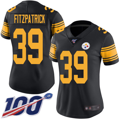 Women Pittsburgh Steelers Football 39 Limited Black Minkah Fitzpatrick 100th Season Rush Vapor Untouchable Nike NFL Jersey